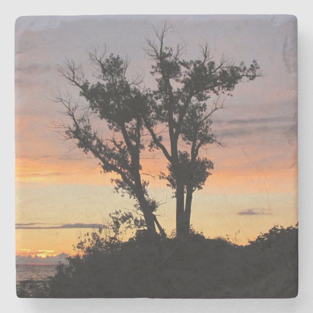 Porta-copo De Pedra Lago Michigan Sunset (Frente)