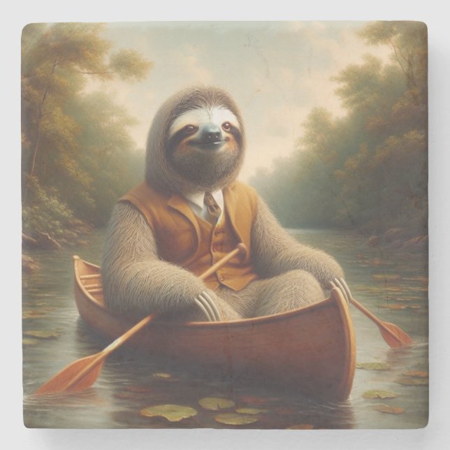 Porta-copo De Pedra Lama Em Uma Canoa (Frente)