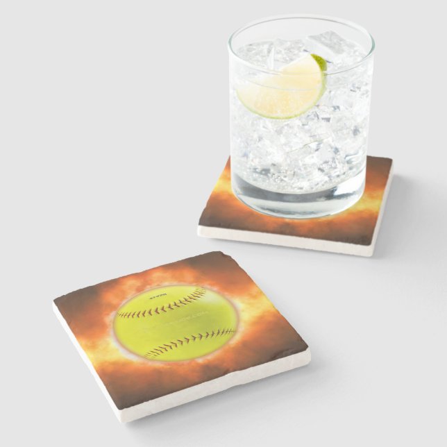 Porta-copo De Pedra Lâmpada amarela de foguete de softball SlipperyJoe (Lateral)