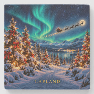 Porta-copo De Pedra Lapland Papai Noel Trenó Luzes do Norte Praça Coas