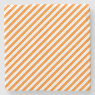 Porta-copo De Pedra Laranja e Branco, Porta copos Stripes Square