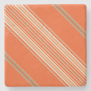 Porta-copo De Pedra Laranja e Ecru, Porta copos de Stripes Square