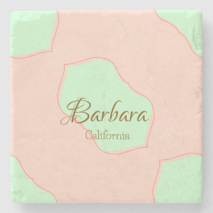Porta-copo De Pedra Laranja verde pastel boho adicionar nome lugar rús