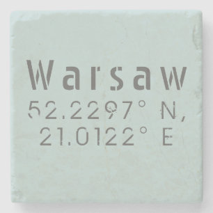 Porta-copo De Pedra Latitude e Longitude de Varsóvia