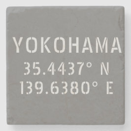 Porta-copo De Pedra Latitude e Longitude de Yokohama
