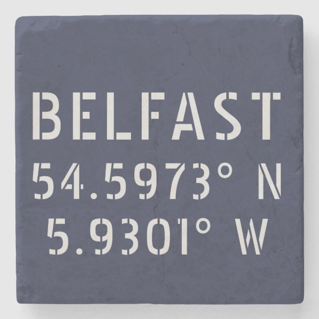 Porta-copo De Pedra Latitude Longitude de Belfast (Frente)