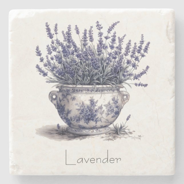 Porta-copo De Pedra Lavanda no Azul Delft personalizável (Frente)