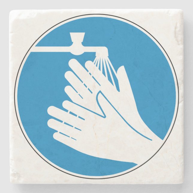 Porta-copo De Pedra Lave as mãos (saúde e segurança) (higiene) (Frente)
