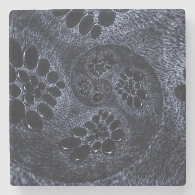 Porta-copo De Pedra Lavishly On Modern Blue Denim Paisley Swirl Bubble (Frente)