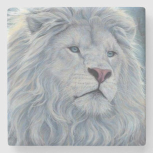 Porta-copo De Pedra Leão Branco