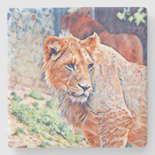 Porta-copo De Pedra leão do aquarell