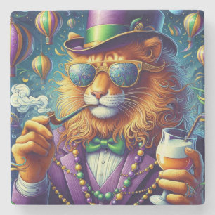 Porta-copo De Pedra Leão/Mardi Gras da Louisiana