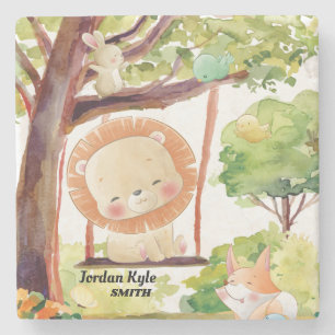 Porta-copo De Pedra Leão, Raposa, Coelho e Pássaros Balançando Natu