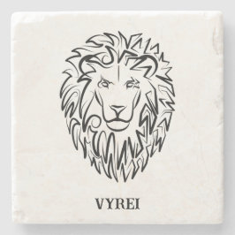 Porta-copo De Pedra Leão Tribal Negro e Branco