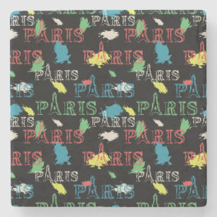Porta-copo De Pedra Legal e colorida Paris France Paint Blotch