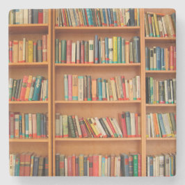 Porta-copo De Pedra Leitura do worm da biblioteca de livros da estante