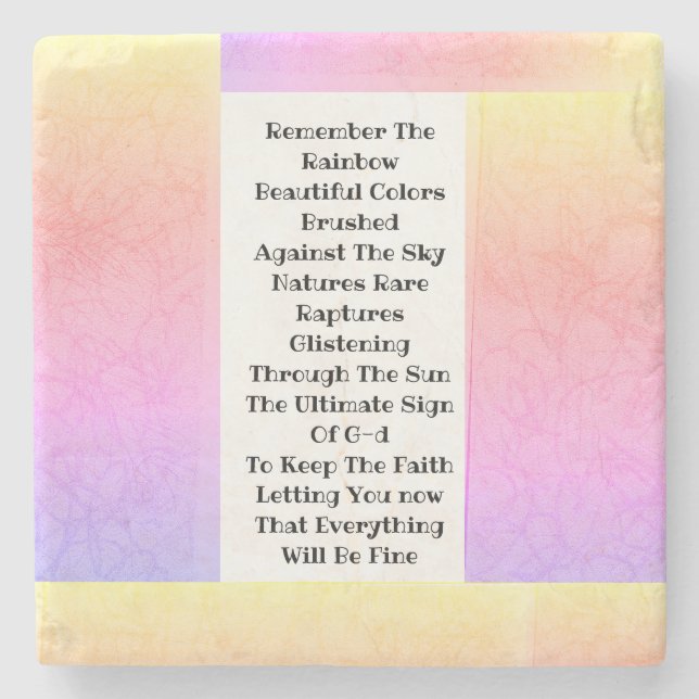 Porta-copo De Pedra Lembre-Se Do Arco-Íris (Frente)