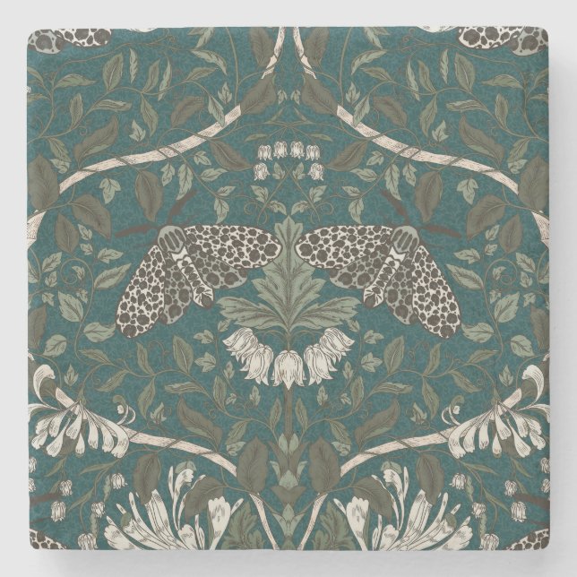 Porta-copo De Pedra Leopard Moth e Honeysuckle Botanage (Frente)