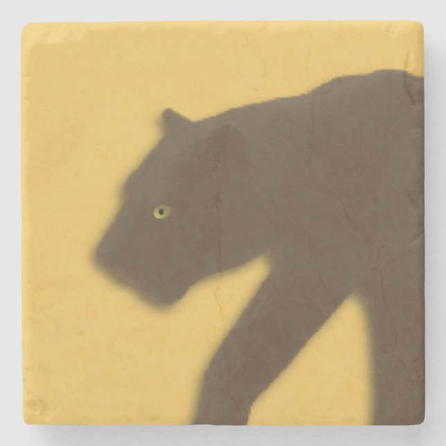 Porta-copo De Pedra Leopardo Marrom Dourado (Frente)