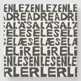 Porta-copo De Pedra "Ler" preto e branco em 8 idiomas Lino Cut