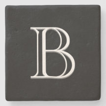Letra Inicial Monogramada Elegante Preto e Branco
