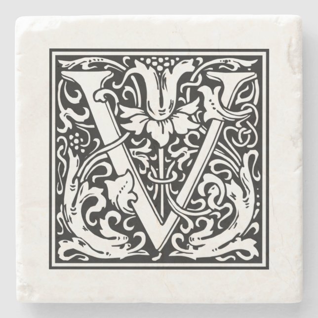 Porta-copo De Pedra Letra monográfica personalizada V aniversário de c (Frente)