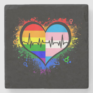 Porta-copo De Pedra LGBT Pulsação EKG Camisa Gay Lésbica Transgênero L