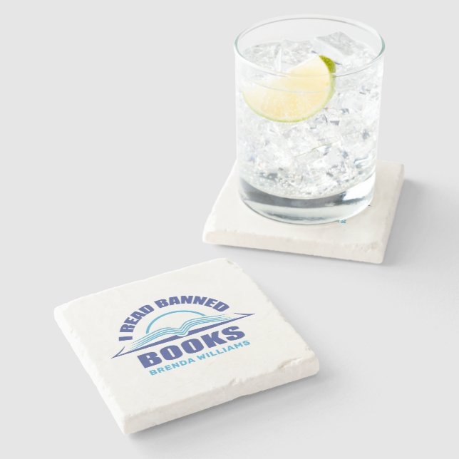 Porta-copo De Pedra Li livros proibidos, porta copos personalizada (Lateral)