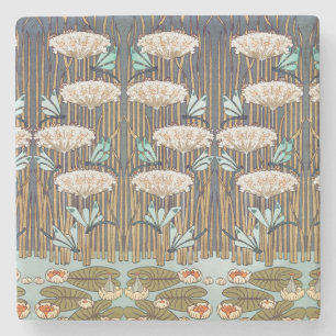 Porta-copo De Pedra Libélulas Lírios Aquáticos Arte Nova