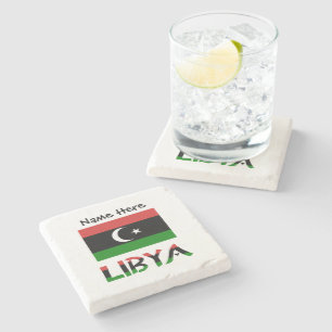 Porta-copo De Pedra Líbia Bandeira Líbia Preta Personalização