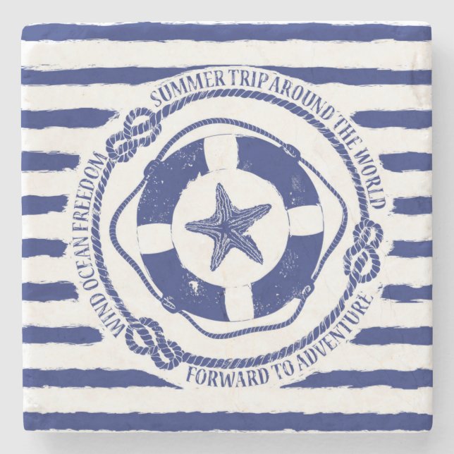 Porta-copo De Pedra Lifebuoy e estrela do mar (Frente)