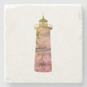 Porta-copo De Pedra Lighthouse Painting Beach Marble Porta copos