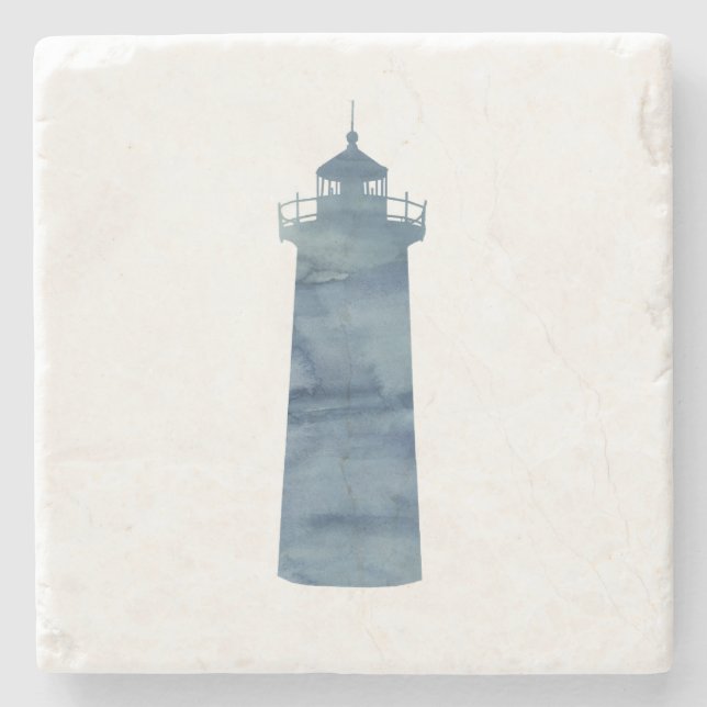 Porta-copo De Pedra Lighthouse Painting Beach Marble Porta copos (Frente)