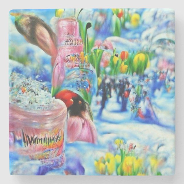 Porta-copo De Pedra Lilly (Frente)