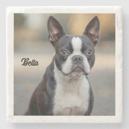 Porta-copo De Pedra Linda Boston Terrier personalizada