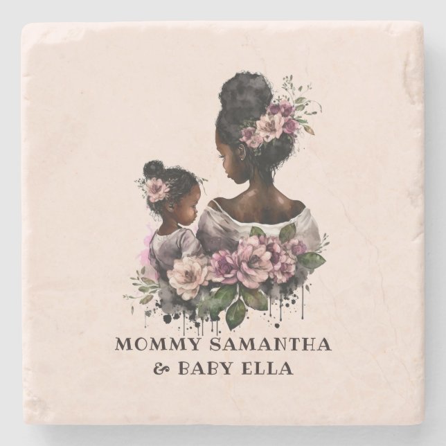 Porta-copo De Pedra Linda mãe negra e filha (7) (Frente)