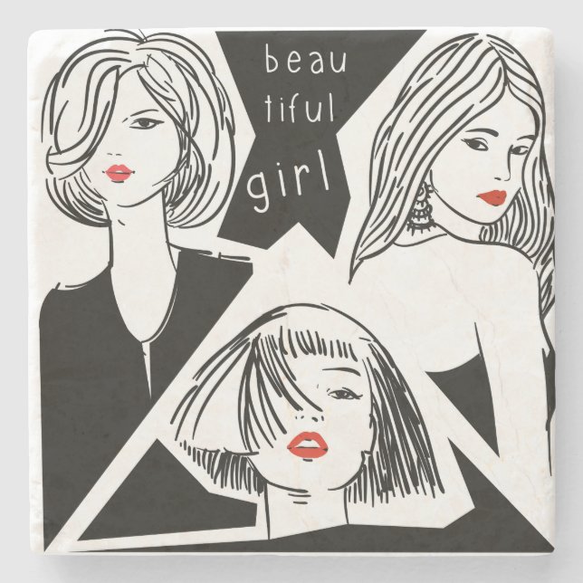 Porta-copo De Pedra linda menina (Frente)