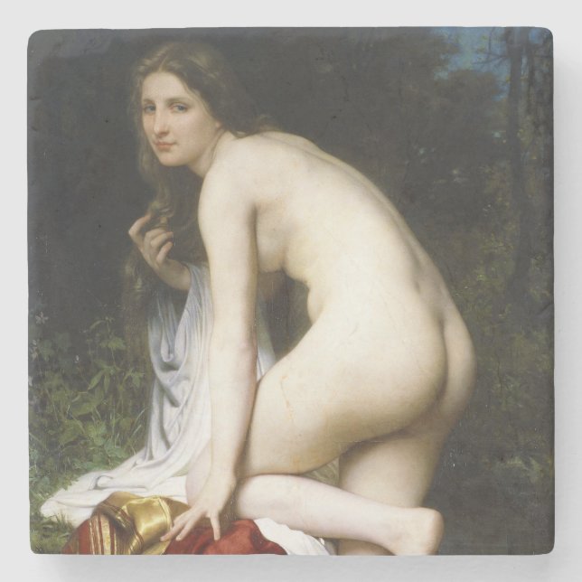 Porta-copo De Pedra Linda mulher Bather (de Bouguereau) (Frente)