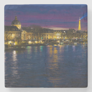 Porta-copo De Pedra Linda Paris, França, Noite, Skyline