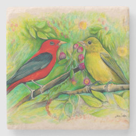 Porta-copo De Pedra Linda pintura de carlet Tanagers