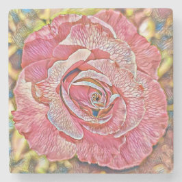 Porta-copo De Pedra Linda pintura de rosa-rosa