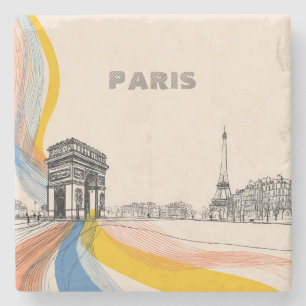 Porta-copo De Pedra Linda Silhueta Minimalista de Paris