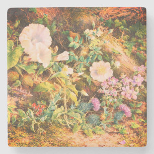 Porta-copo De Pedra Lindas petúnias vintage pintura floral