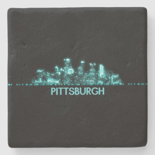 Porta-copo De Pedra Linha Skyline de Pittsburgh