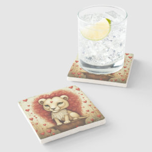 Porta-copo De Pedra Lion Love 3