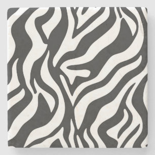 Porta-copo De Pedra Listra Ousada Preta e Branca de Zebra Animal Selva
