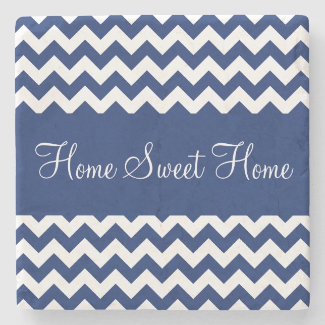 Porta-copo De Pedra Listras azuis de Chevron da safira (Frente)