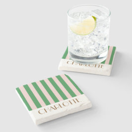 Porta-copo De Pedra Listras Coloridas Vibrantes Verde Casamento Modern