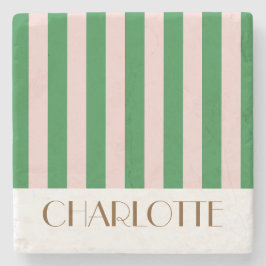 Porta-copo De Pedra Listras Coloridas Vibrantes Verde Casamento Modern