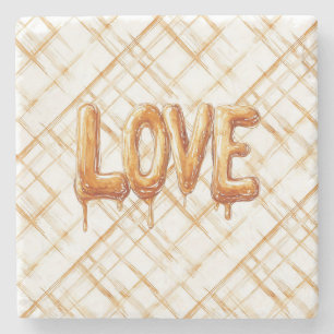 Porta-copo De Pedra Listras de Creme de Caramelo Amor
